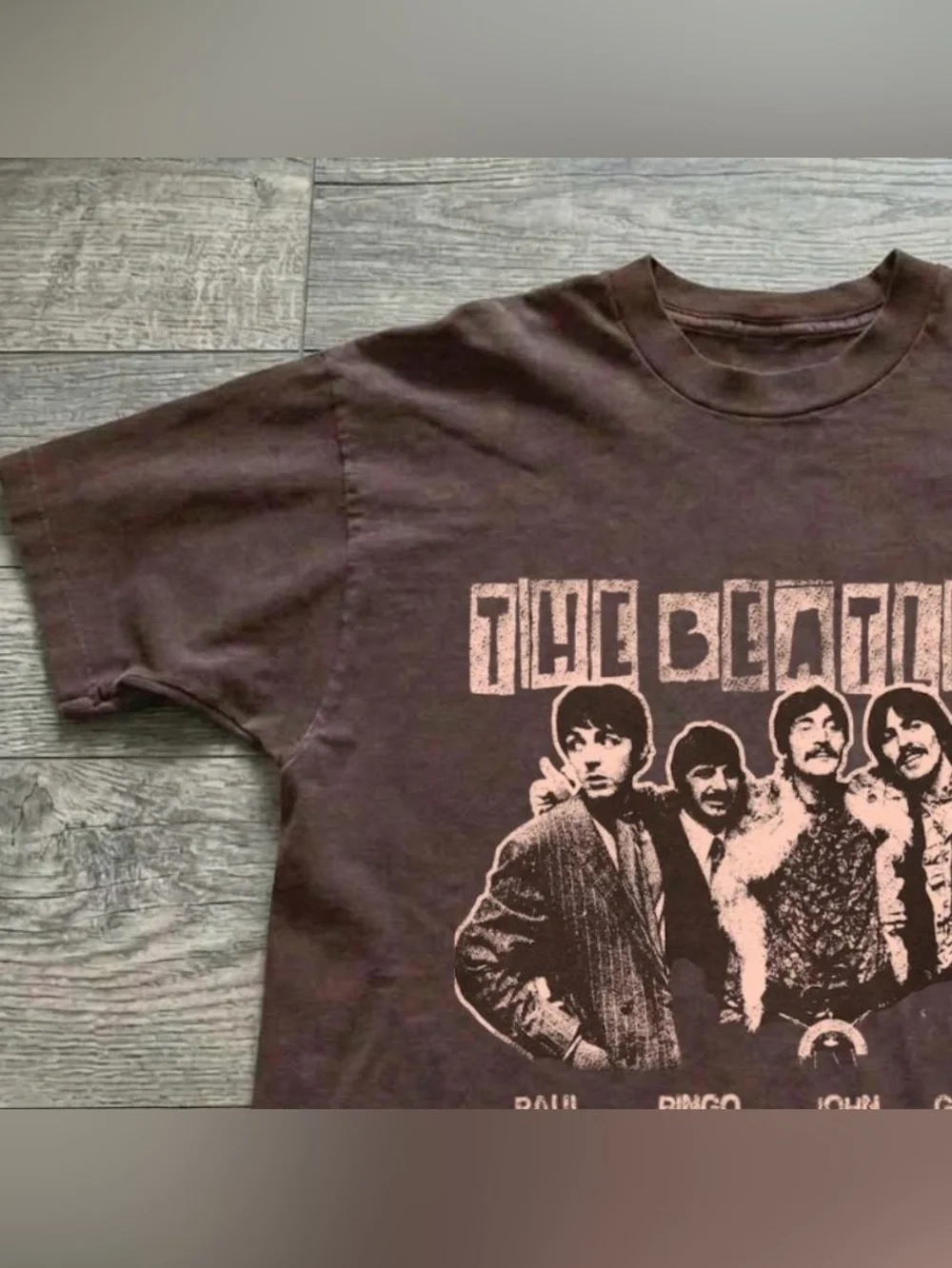 Classic The Beatles Graphic Tee - Brown - Picture 3 of 4